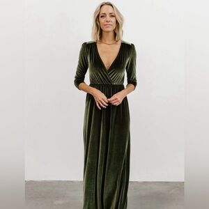 BalticBorn Green Velvet Maxi Dress